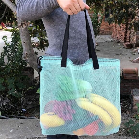 4Pieces Cute Mesh Pool Tote Bags,Mesh Beach Bags With Drawsting For Swim,Travel - Picture 6 of 7